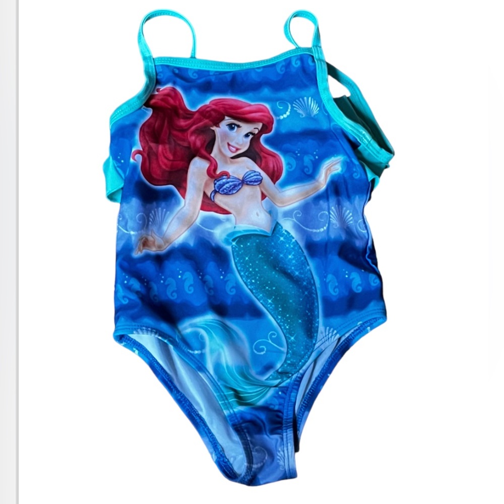 Girls Ariel Swim Suit Size 4T Little Mermaid Disney Princess One Piece